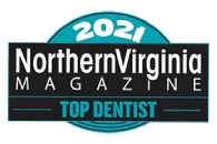A badge that says 2 0 2 1 northern virginia magazine top dentist.