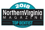 A badge that says 2 0 1 8 northern virginia magazine top dentist.