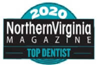 A badge that says 2 0 2 0 northern virginia magazine top dentist.