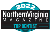 A badge that says 2 0 2 2 northern virginia magazine top dentist.